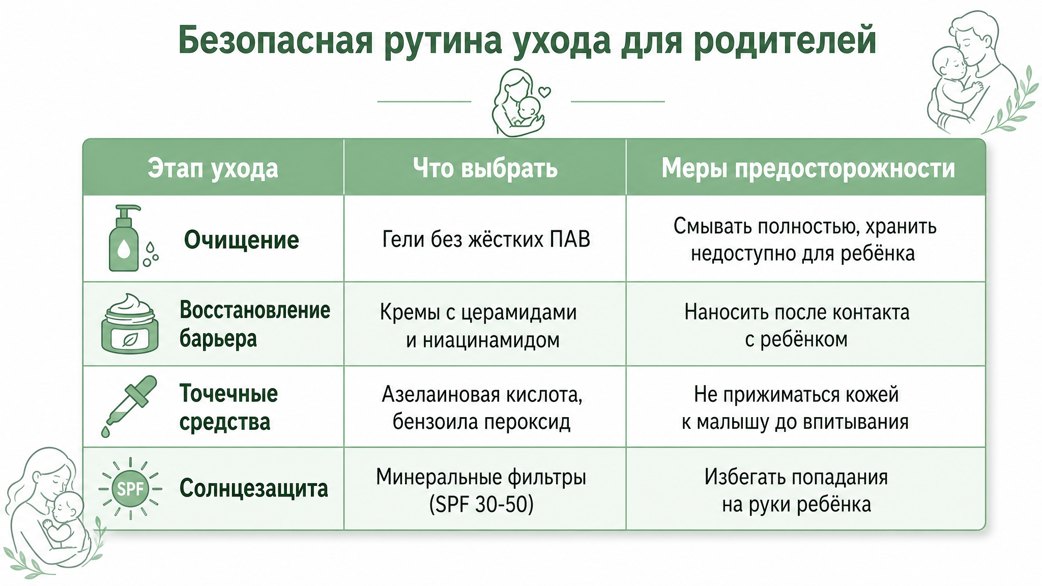 безопасная рутина ухода для родителей